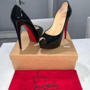 Christian Louboutin Black Patent Leather Lady Peep.